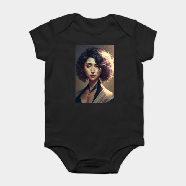Effortlessly Beautiful: The Allure of a Girl with Short Wavy Hair Baby Bodysuit by Darksavage